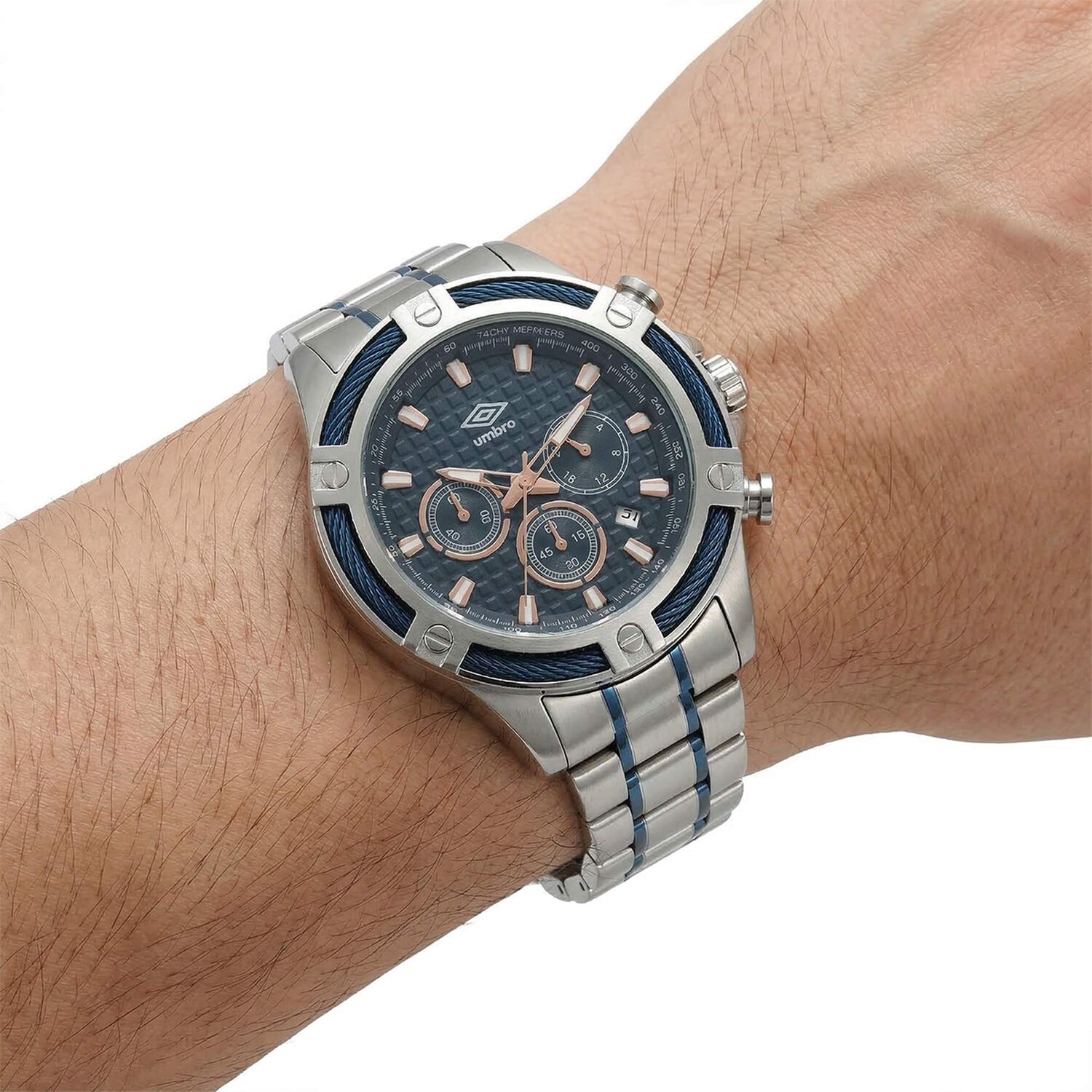 Reloj An&aacute;logo Hombre Umbro Plus Plateado/azul Umbp-1500-127 image number 1.0
