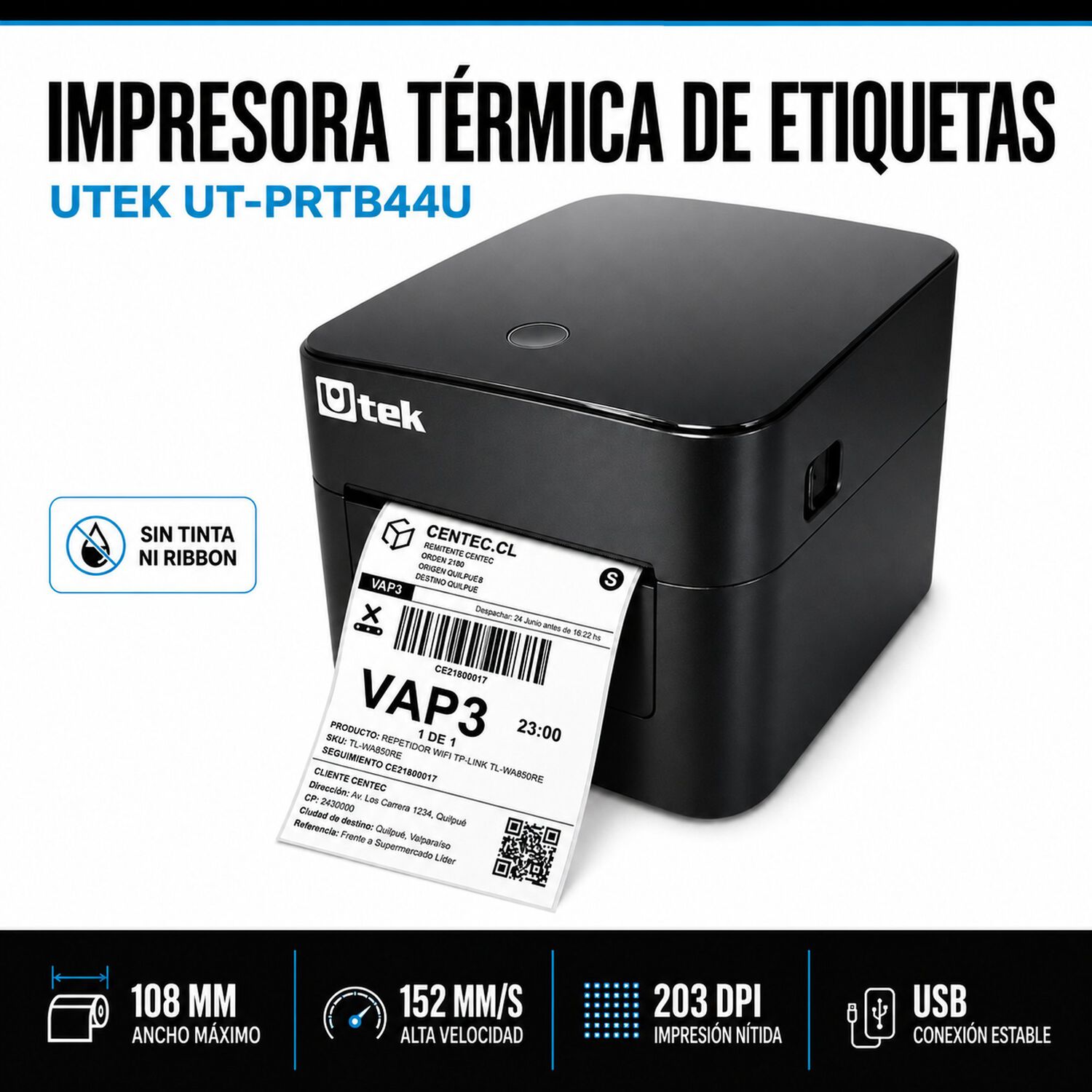 Impresora T&eacute;rmica De Etiquetas Autoadhesivas 108mm Multiusos image number 4.0