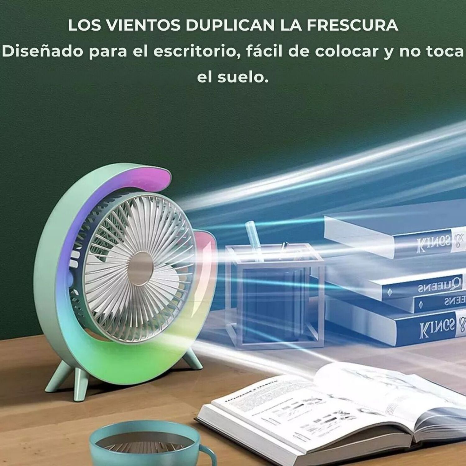 Ventilador Escritorio Port&aacute;til Usb Con L&aacute;mpara Luces Led Colores image number 2.0
