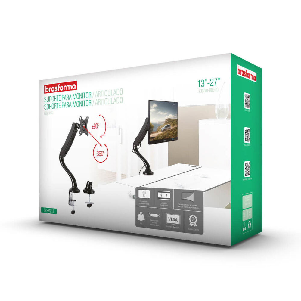 Soporte De Monitor Par Escritorio Gas Spring 13" A 27" 360 Sbrm713 Brasforma image number 3.0