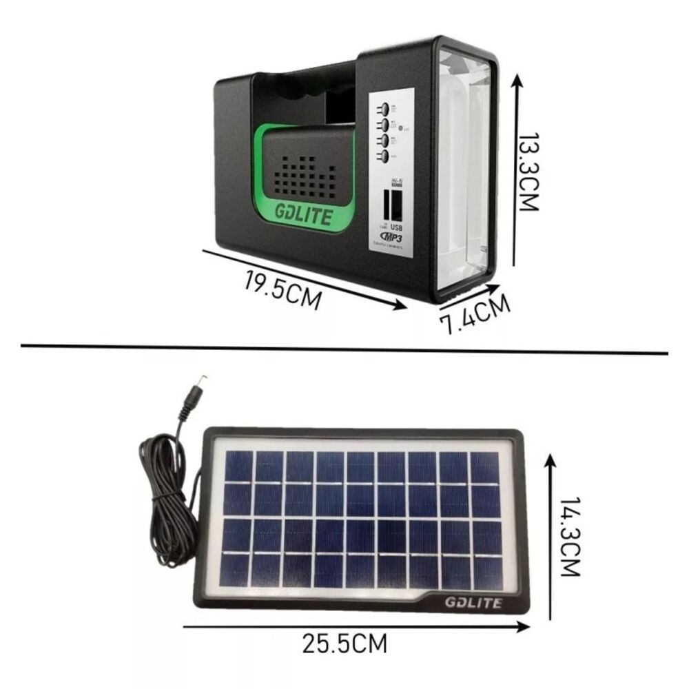 Kit Emergencia Camping Solar 3 Ampolletas Linterna+radio Mp3 image number 0.0