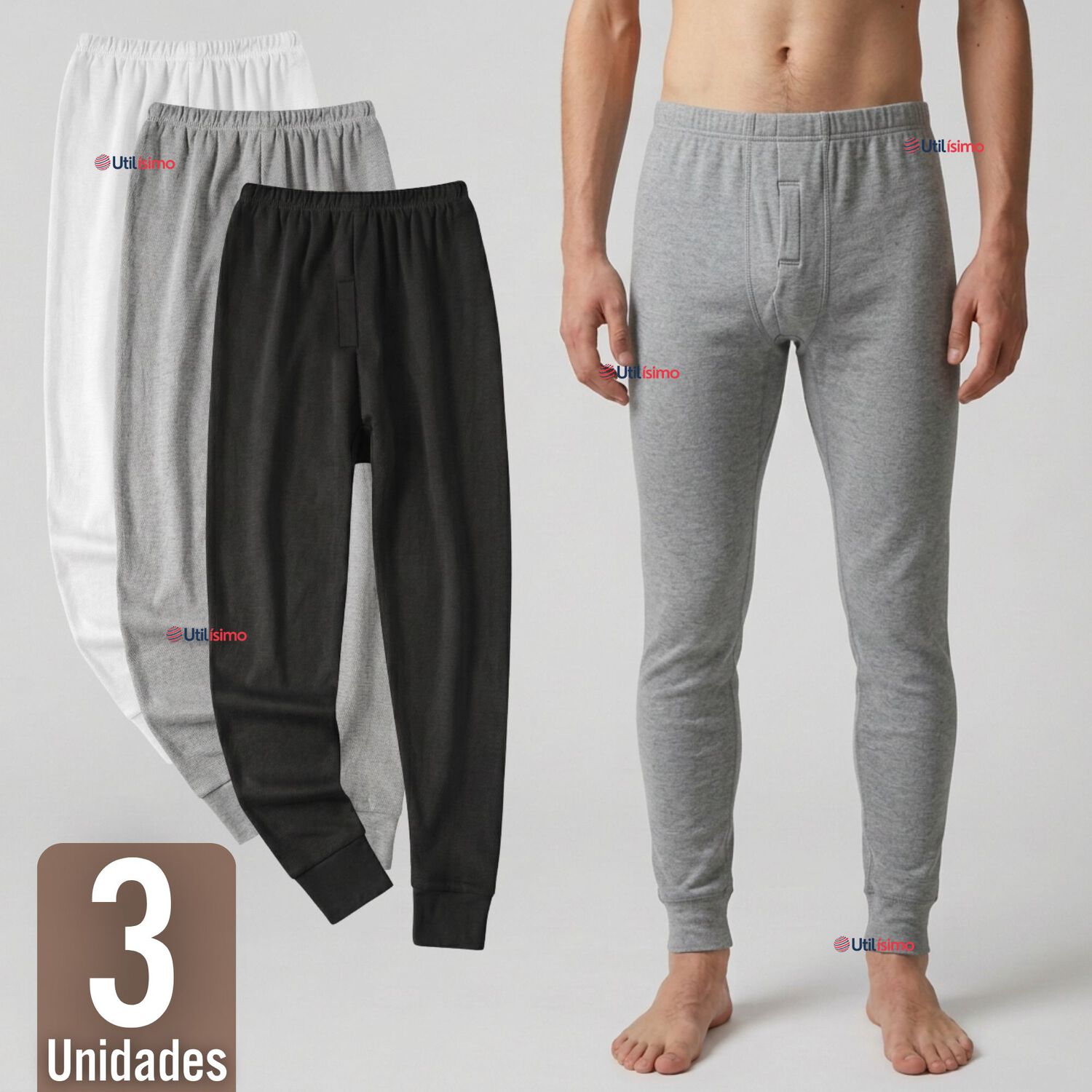 Pack 3 Calzoncillos Largos Algod&oacute;n Calza Hombre Invierno Primera Capa image number 0.0