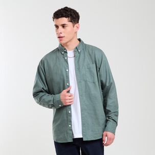 Camisa Lisa Slim Manga Larga Hombre Skuad