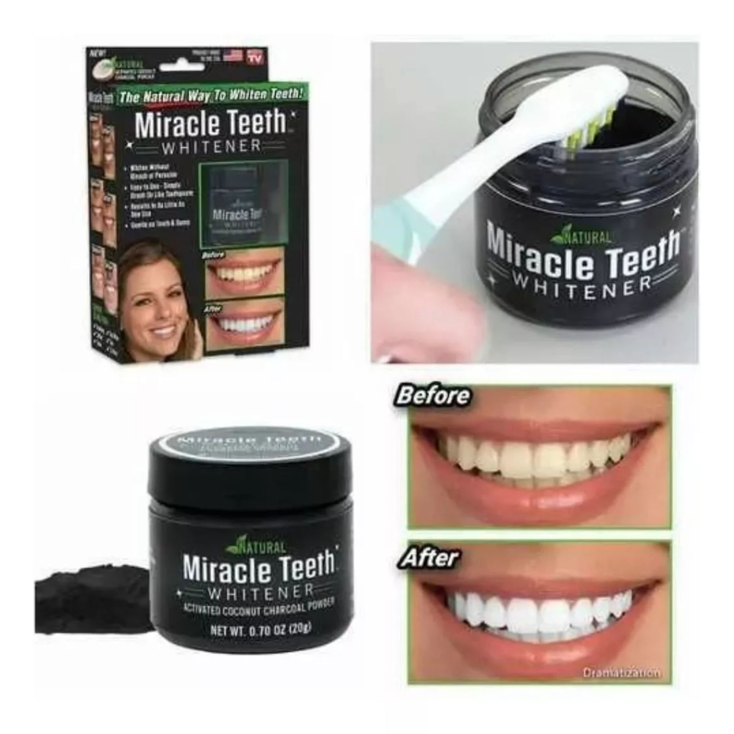 Polvo Blanqueador Dental Carbon Natural Para Dientes 20 Gr image number 1.0
