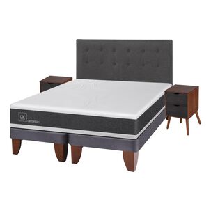 Cama Europea Cic New Ortopedic / 2 Plazas / Base Dividida  + Set De Maderas