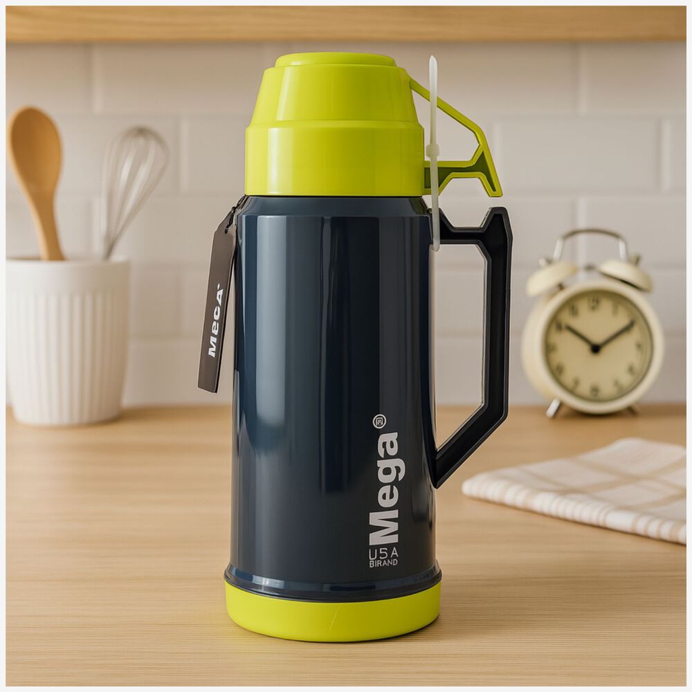 Termo Mega 1l New Megatemp Bebidas Calientes Frias Con Tazas Verde image number 0.0