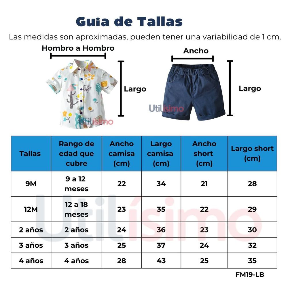 Conjunto De Vestir Ni&ntilde;o Camisa Con Estampado Y Pantal&oacute;n Corto 9 Meses A 4 A&ntilde;os Animal Cartoon image number 2.0