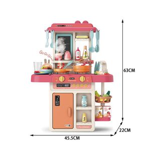 Juguete Cocina Interactiva 55pzas 63cm Agua Vapor Rosado Infantil