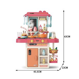 Juguete Cocina Interactiva 55pzas 63cm Agua Vapor Rosado Infantil