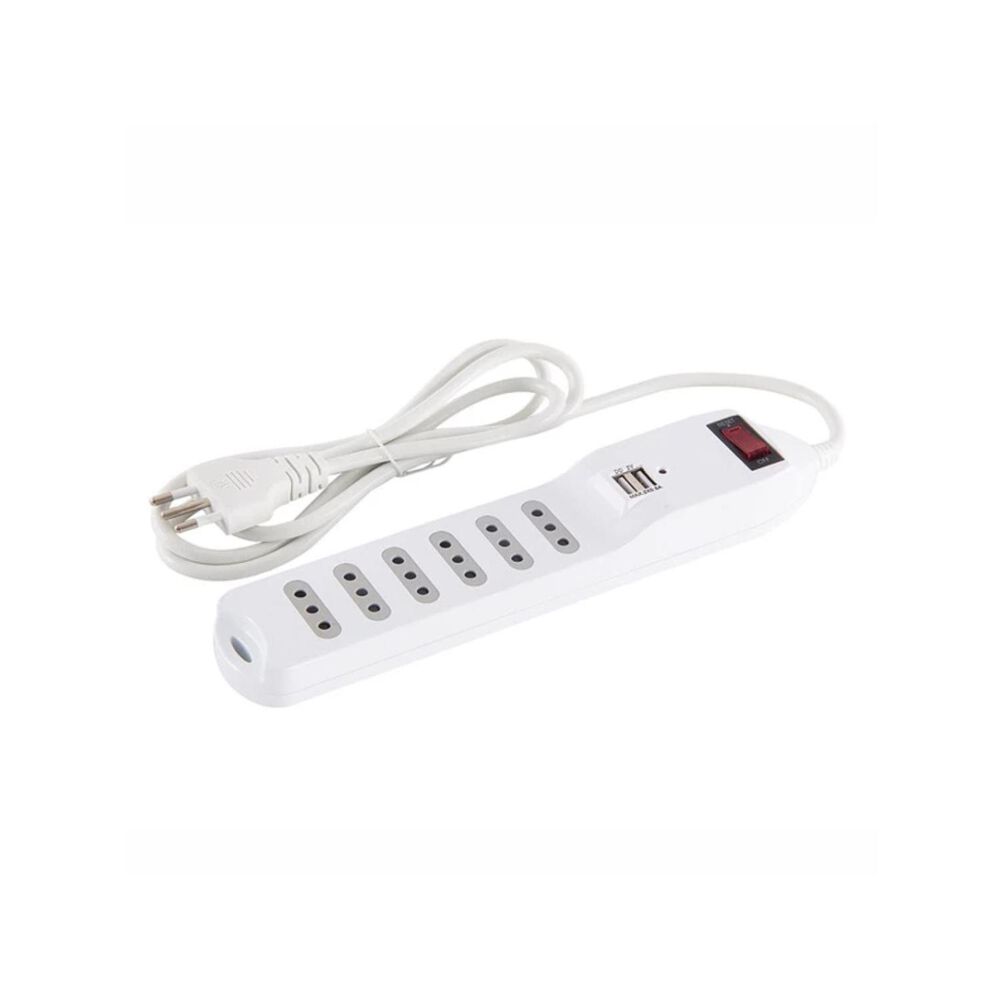 Zapatilla Alargador 1.5mt 6 Entradas 2 Usb Blanco image number 1.0