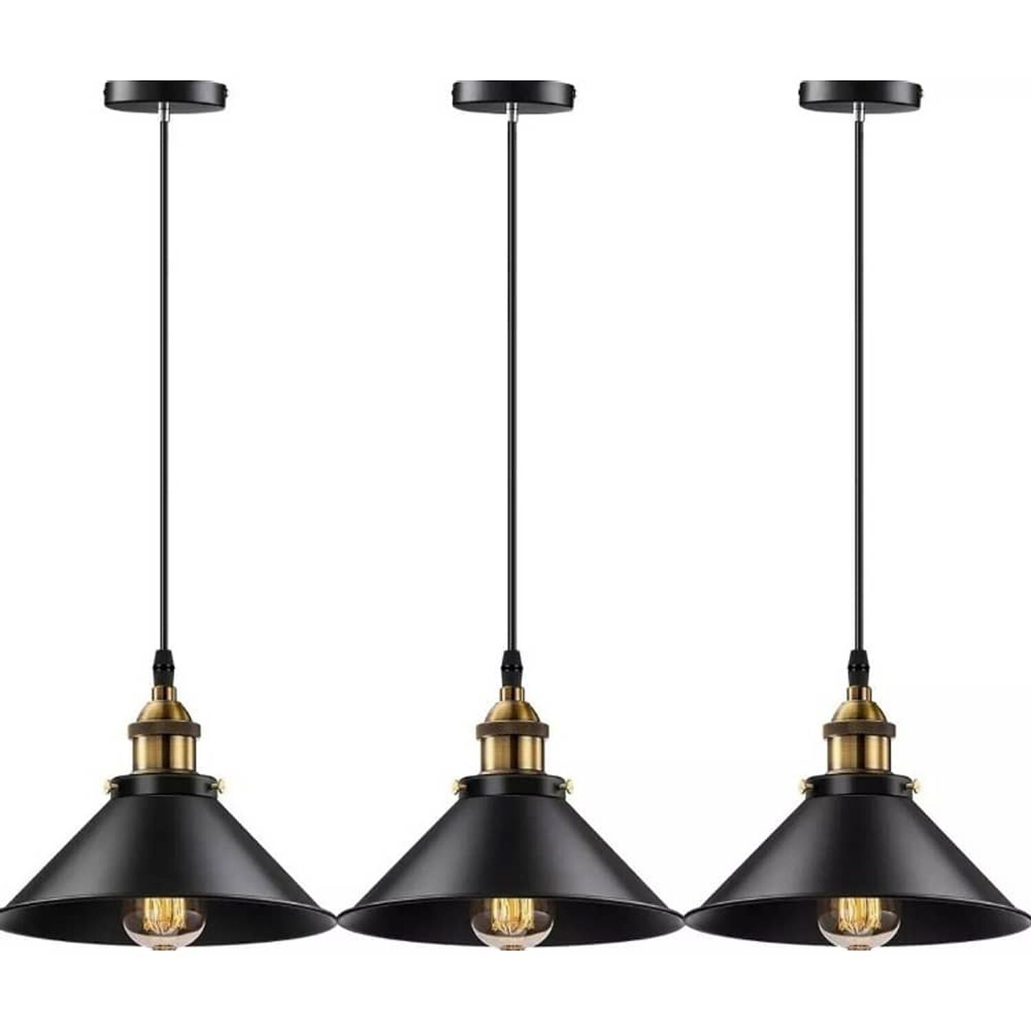 Pack X 3 Lampara Techo Colgante 22cm Metal Vintage Excelente Color Negro image number 0.0