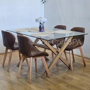 Comedor Medlock 140x90cms + 4 Sillas Mariposa Ecocuero Wood