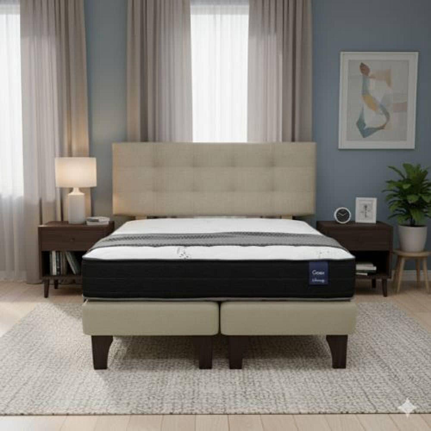 Cama Europea 2 Plazas 190 Respaldo Ginebra image number 0.0