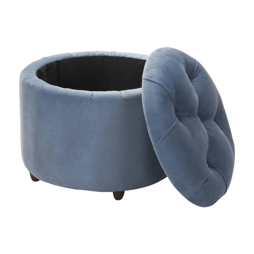 Pouf Ba&uacute;l Zoe Gris Felpa 60x60x50 Cm M&aacute;xima Design image number 1.0