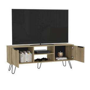 Rack Tv 65" 2 Puertas Caf&eacute; Claro Y Negro