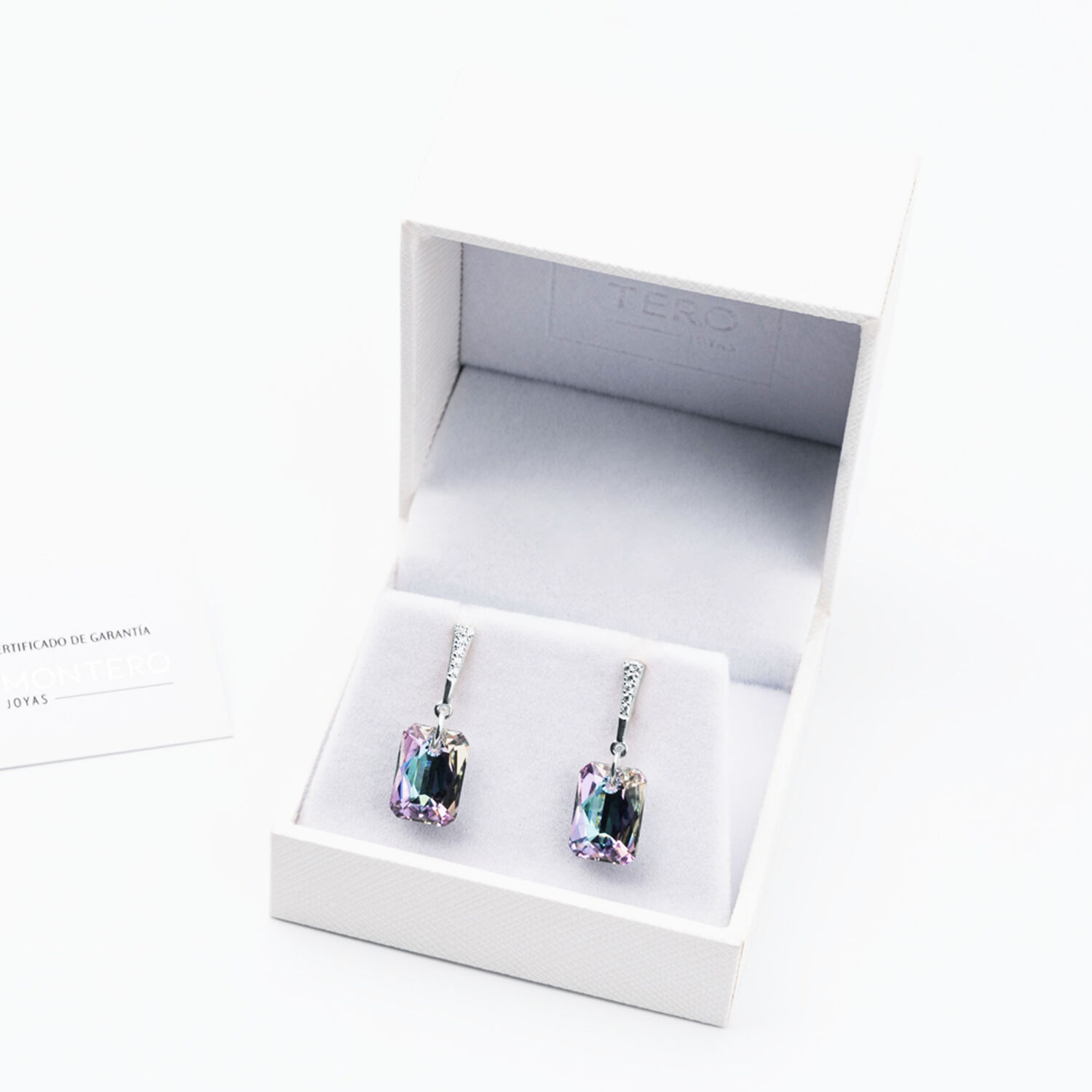 Aros Estefan&iacute;a Plata Italiana 925 Y Cristal Genuino Vitral Light image number 2.0
