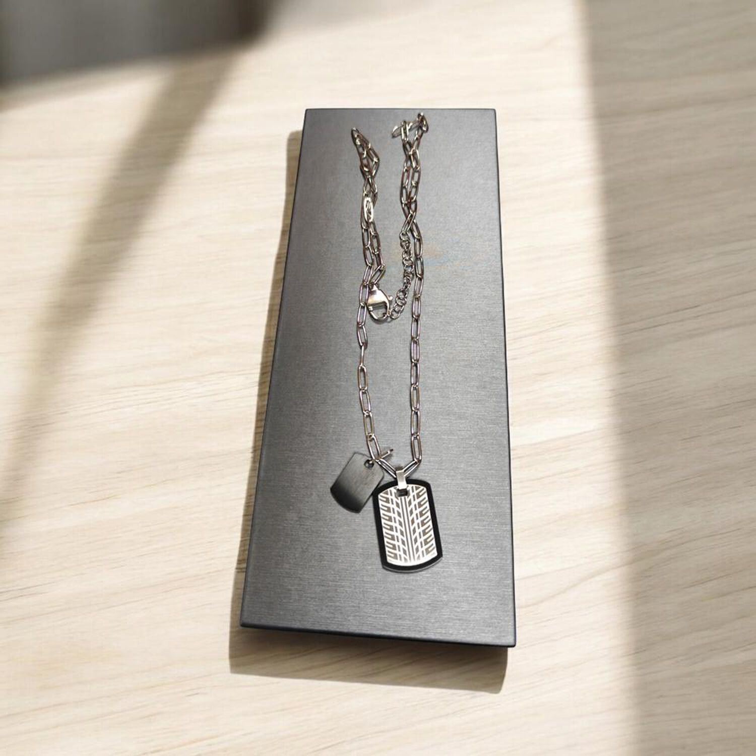 Cadena De Hombre Cat J003n00121 Plateado-negro image number 1.0