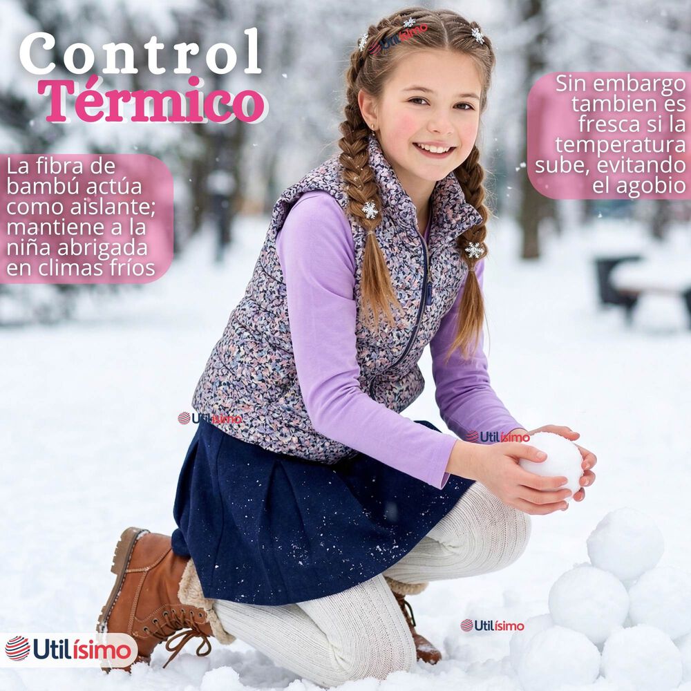 Pack 6 Camisetas Poleras Bamb&uacute; Cuello Redondo Primera Capa Manga Larga Colores Surtido Ni&ntilde;a image number 4.0