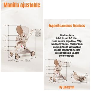 Coche De Paseo 360&deg; Reclinable Astra Negro Lubabycas