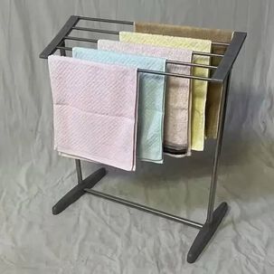 Tendedero Ropa Y Toalla Colgador De Pie Para Ba&ntilde;o Balc&oacute;n Plateado