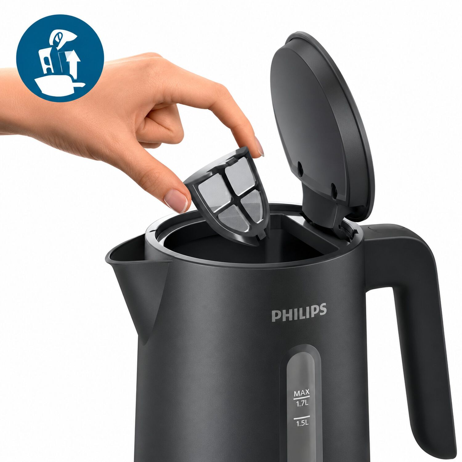 Hervidor Philips 1.7 Litros Con Base Giratoria De 360&deg; Black image number 4.0