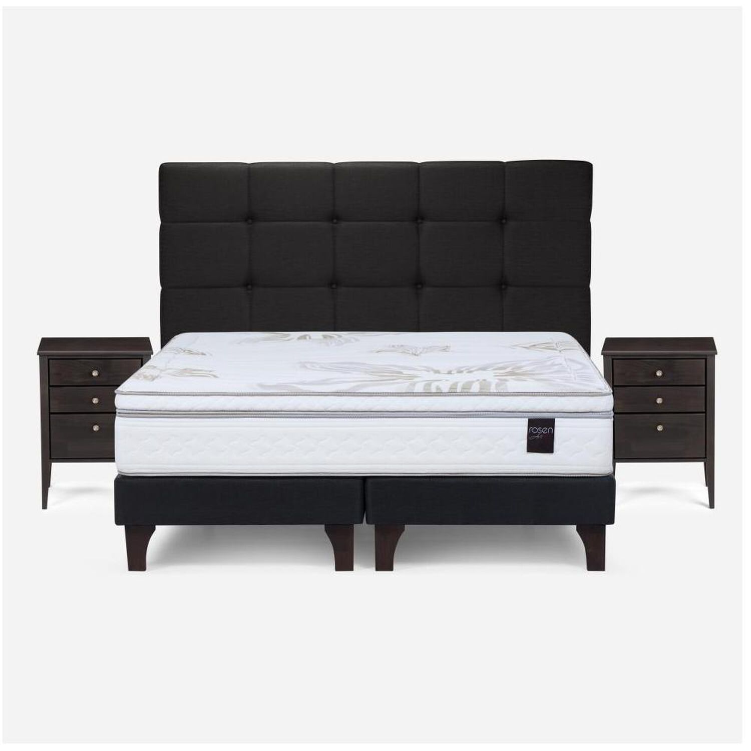 Cama Europea Rosen Art 4 / 2 Plazas / Base Dividida + Set De Maderas image number 0.0