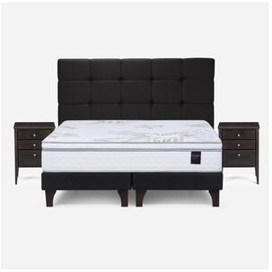 Cama Europea Rosen Art 4 / 2 Plazas / Base Dividida + Set De Maderas