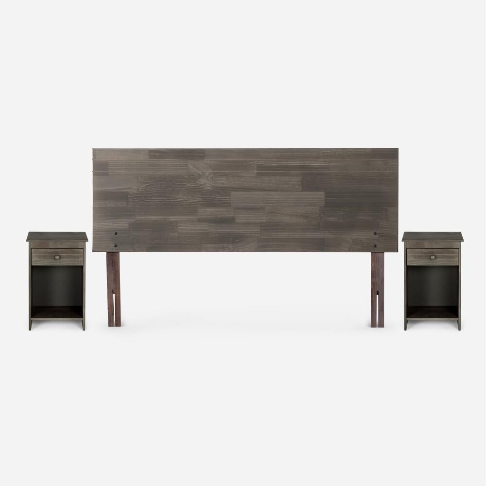 Cama Europea Rosen Pratta / 2 Plazas / Base Normal + Set De Maderas Tabor Grafito image number 2.0