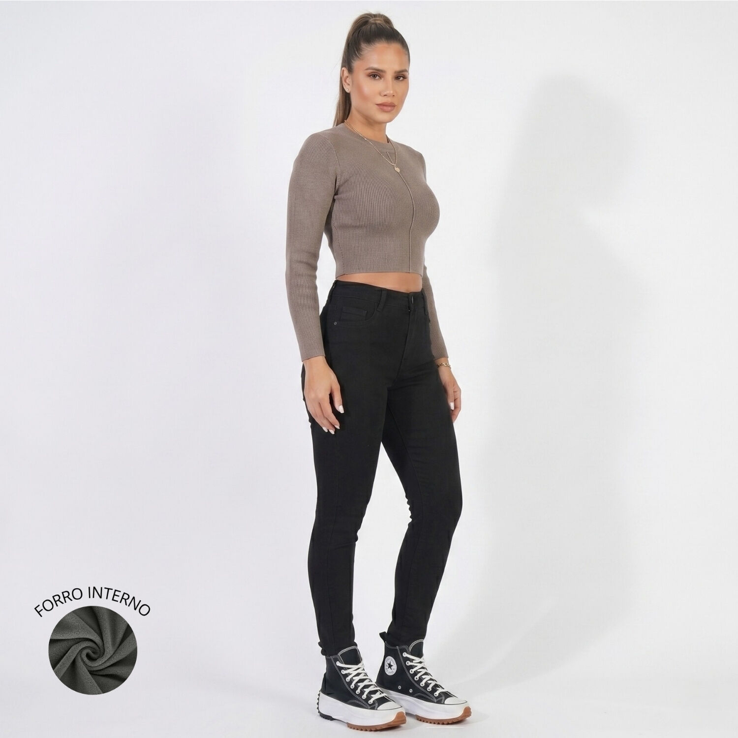 Jeans Pantalon Skinny Forro Polar Mujer image number 1.0