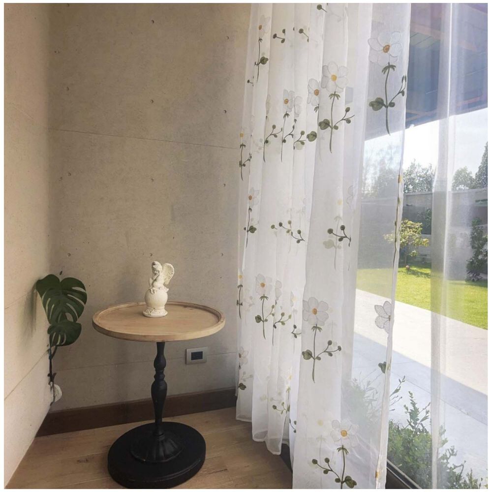 Set De 02 Visillos Bordados Con Argollas 140x230 Cm Mod10 image number 2.0