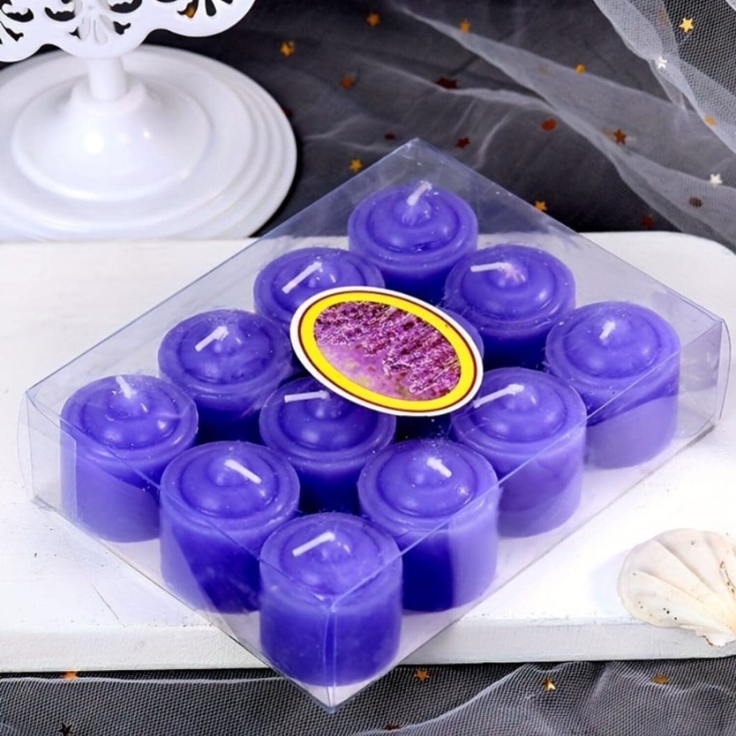 Set De 12 Velas Color Moradas image number 0.0