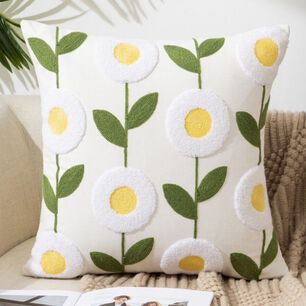 Cojin Bordado 45x45 Cm Flor Redonda