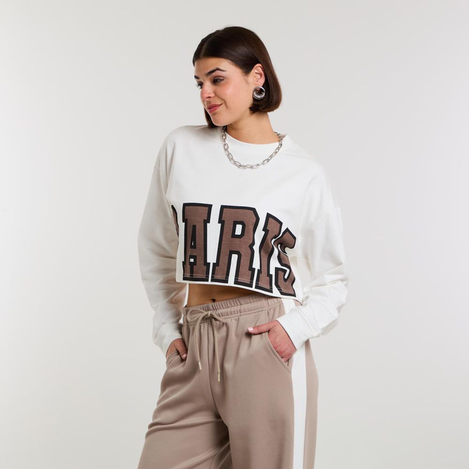 Poler&oacute;n Crop Top Manga Larga Cuello Redondo Mujer Rolly Go image number 2.0