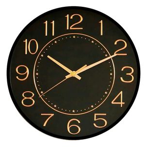 Reloj De Pared Dormitorio Sala Negro Y Dorado
