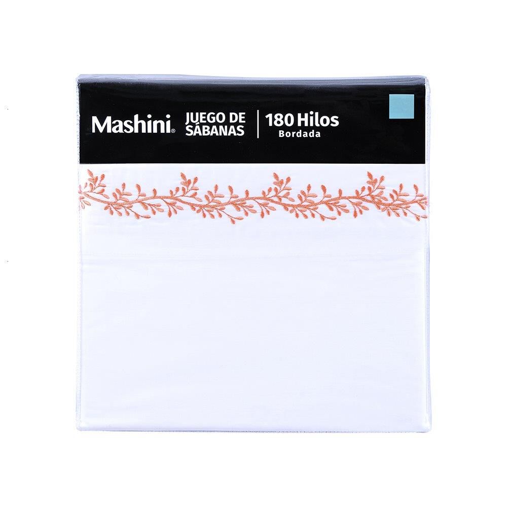 Sabana Bordada 180 Hilos Mashini King Ramas Rosado image number 2.0