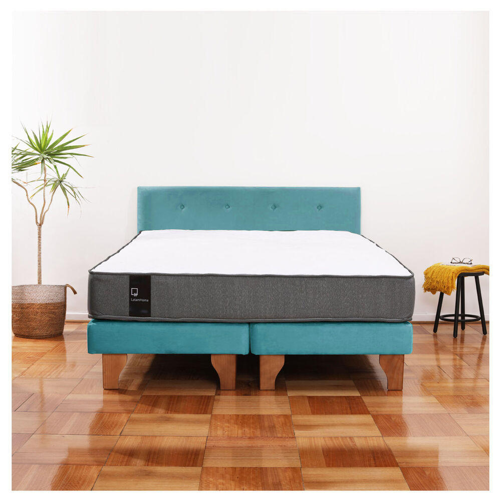 Cama Europea Zen Best Tela Velvet Turqueza 2 Plazas + Respaldo image number 0.0
