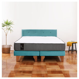 Cama Europea Zen Best Tela Velvet Turqueza 2 Plazas + Respaldo