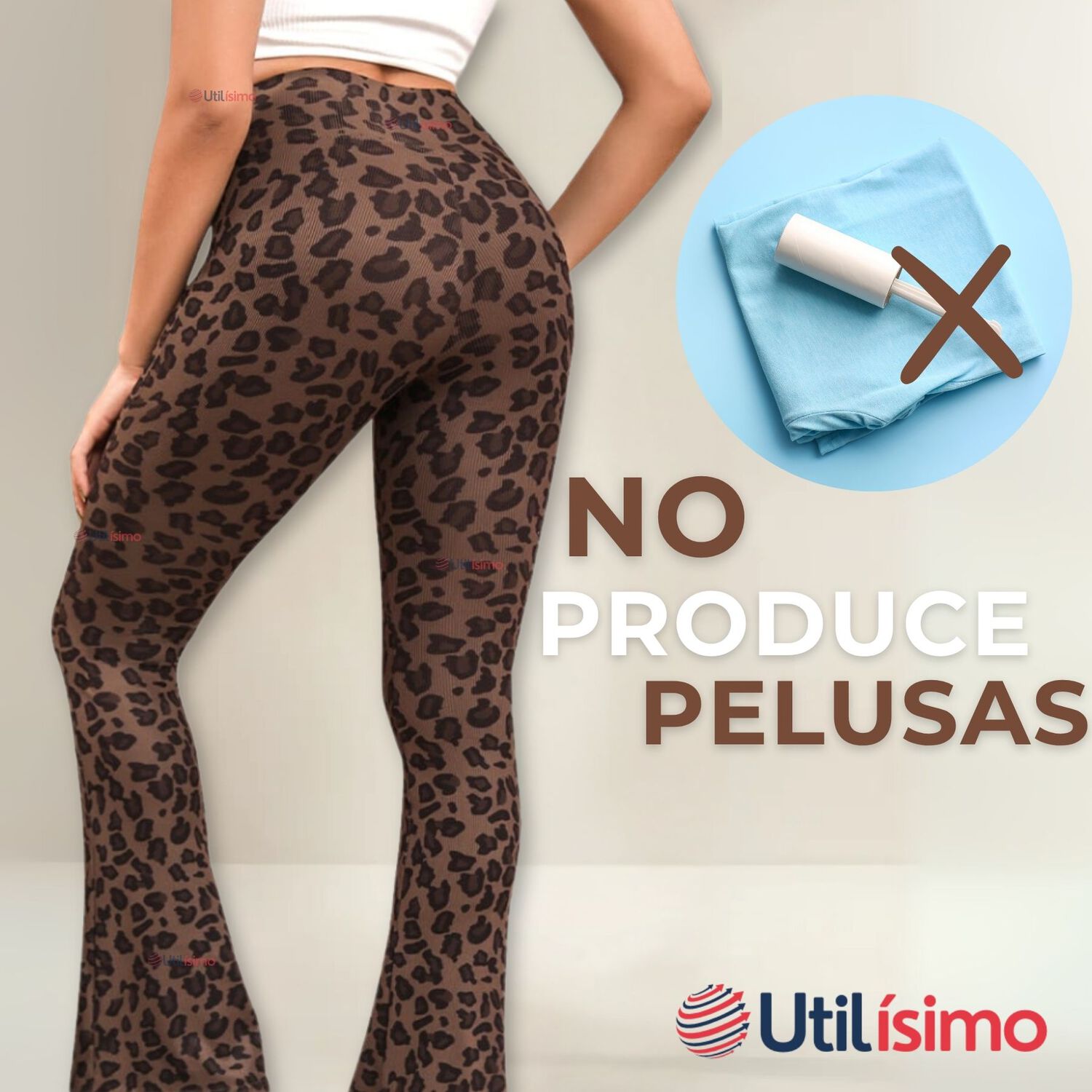 Calza Palazzo Con Dise&ntilde;o Leopardo Polar Tiro Alto Mujer Leggings image number 7.0