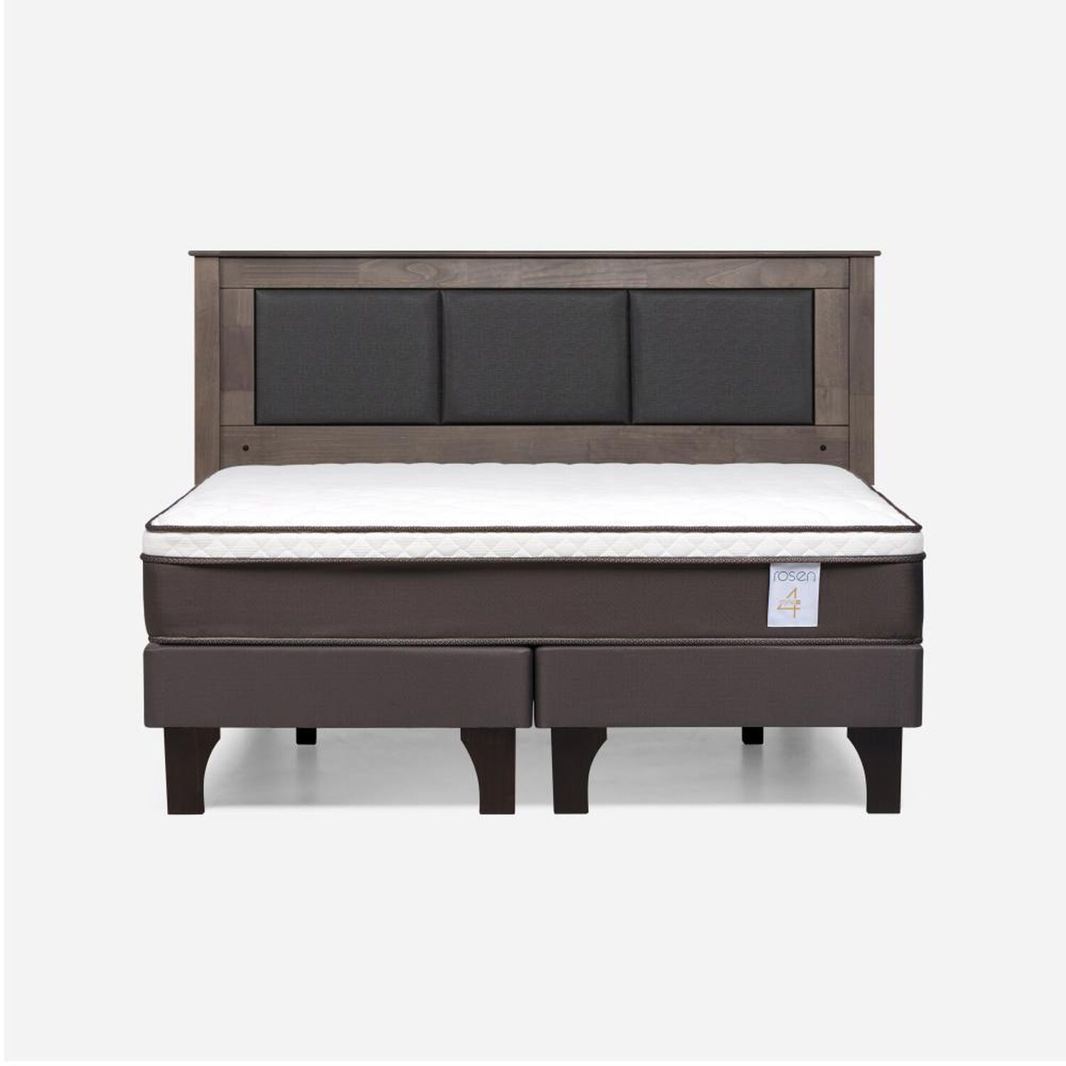 Cama Europea Rosen New Style 4 Plus / King / Base Dividida  + Respaldo Rachel Gris image number 0.0