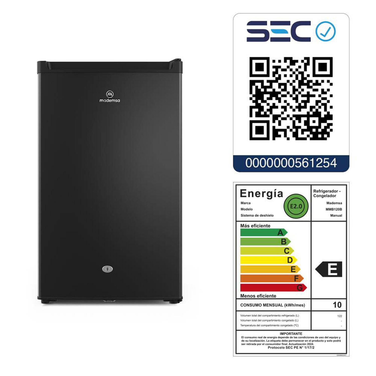 Frigobar Mademsa Mmb 120 B Negro 122 Lt image number 6.0