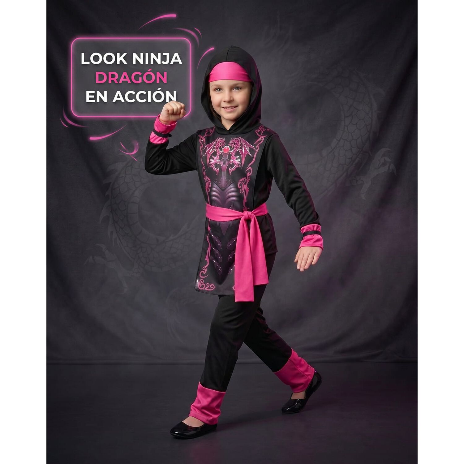 Disfraz Premium Ninja Dragon Esqueleto Camuflaje Infantil image number 16.0