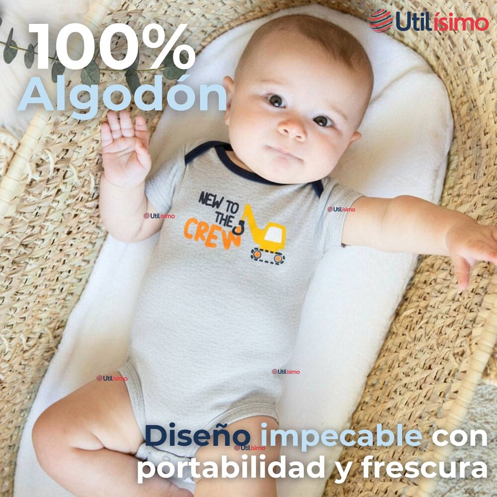 Pack 4 Bodys Ni&ntilde;o Manga Corta Tedmimak 100% Algod&oacute;n Baby Builders In Action image number 2.0