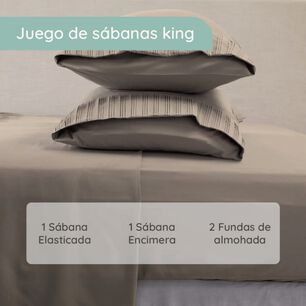 Sabanas Colch&oacute;n King Microfibra 300 Hilos Beige