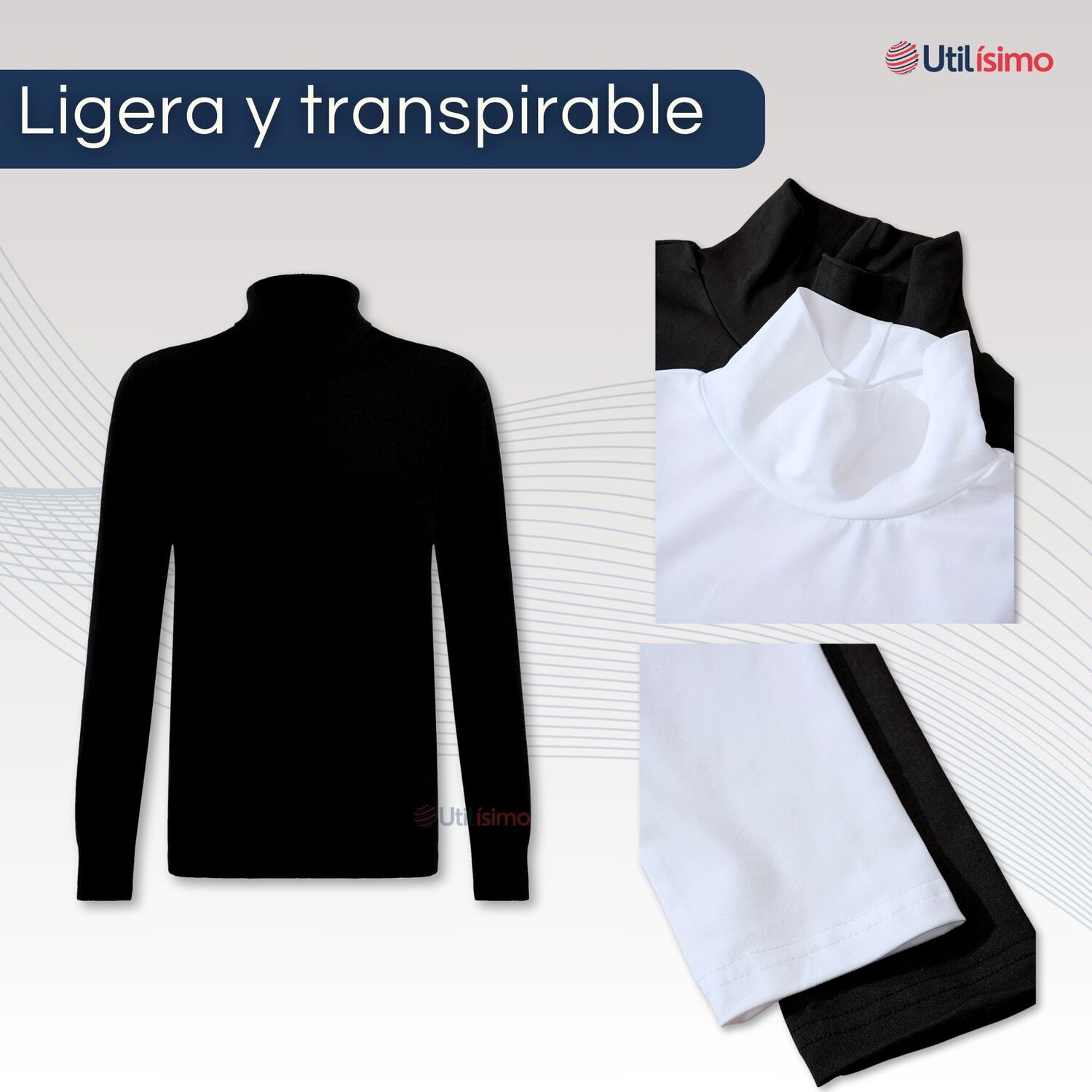 Pack 3 Camisetas Polera Polar Manga Larga Ni&ntilde;o Primera Capa Blanco Negro image number 4.0