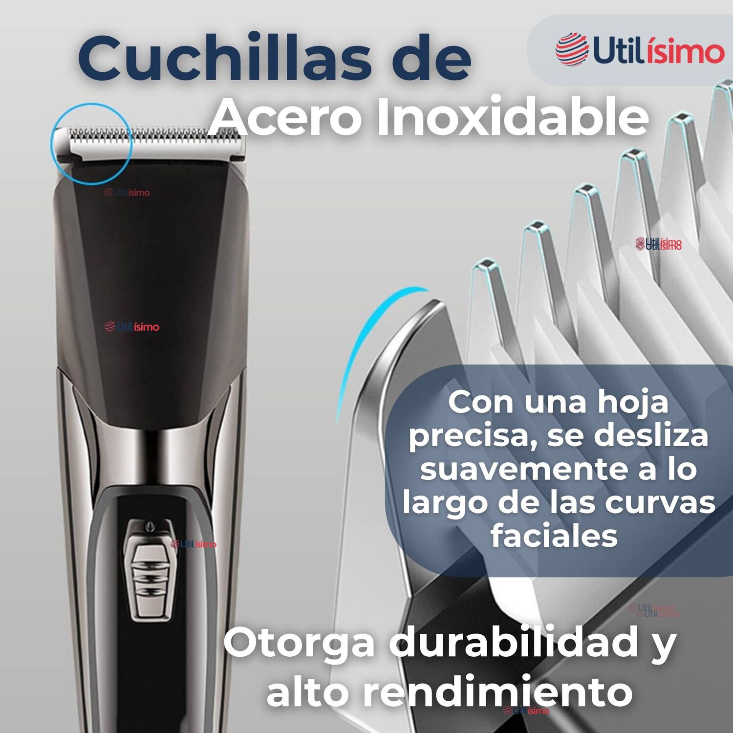M&aacute;quina De Afeitar 3 En 1 Recargable Inal&aacute;mbrica Usb Color Plateada image number 4.0