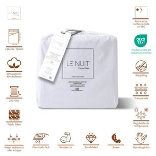 S&aacute;banas 2 Plazas Polycotton 200 Hilos Essentials Liso Blanco