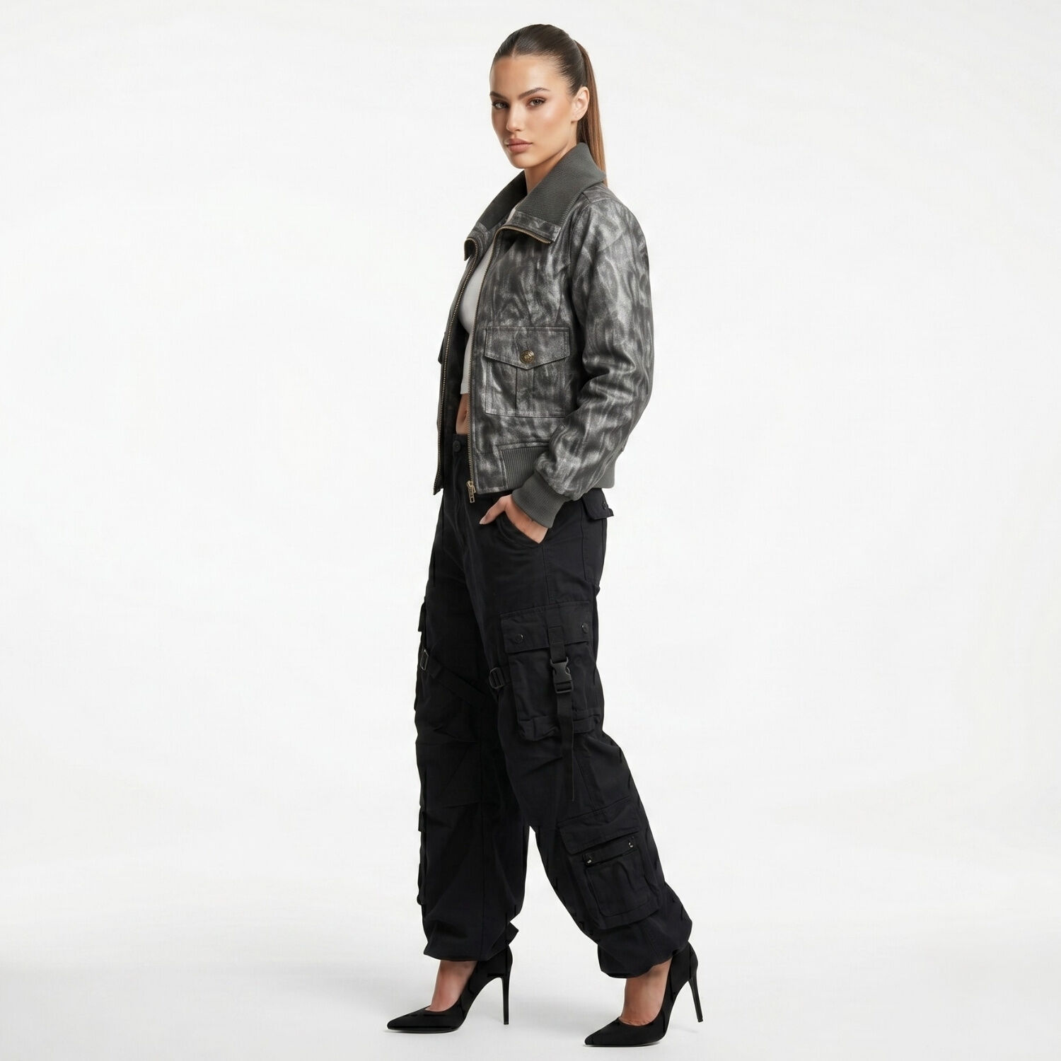 Chaqueta Ecocuero Bomber Mujer Phoebe image number 1.0