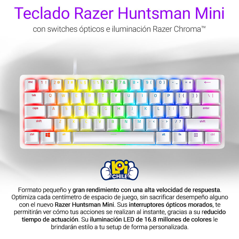 Teclado Razer Huntsman Mini Purple Switch Mercury image number 2.0