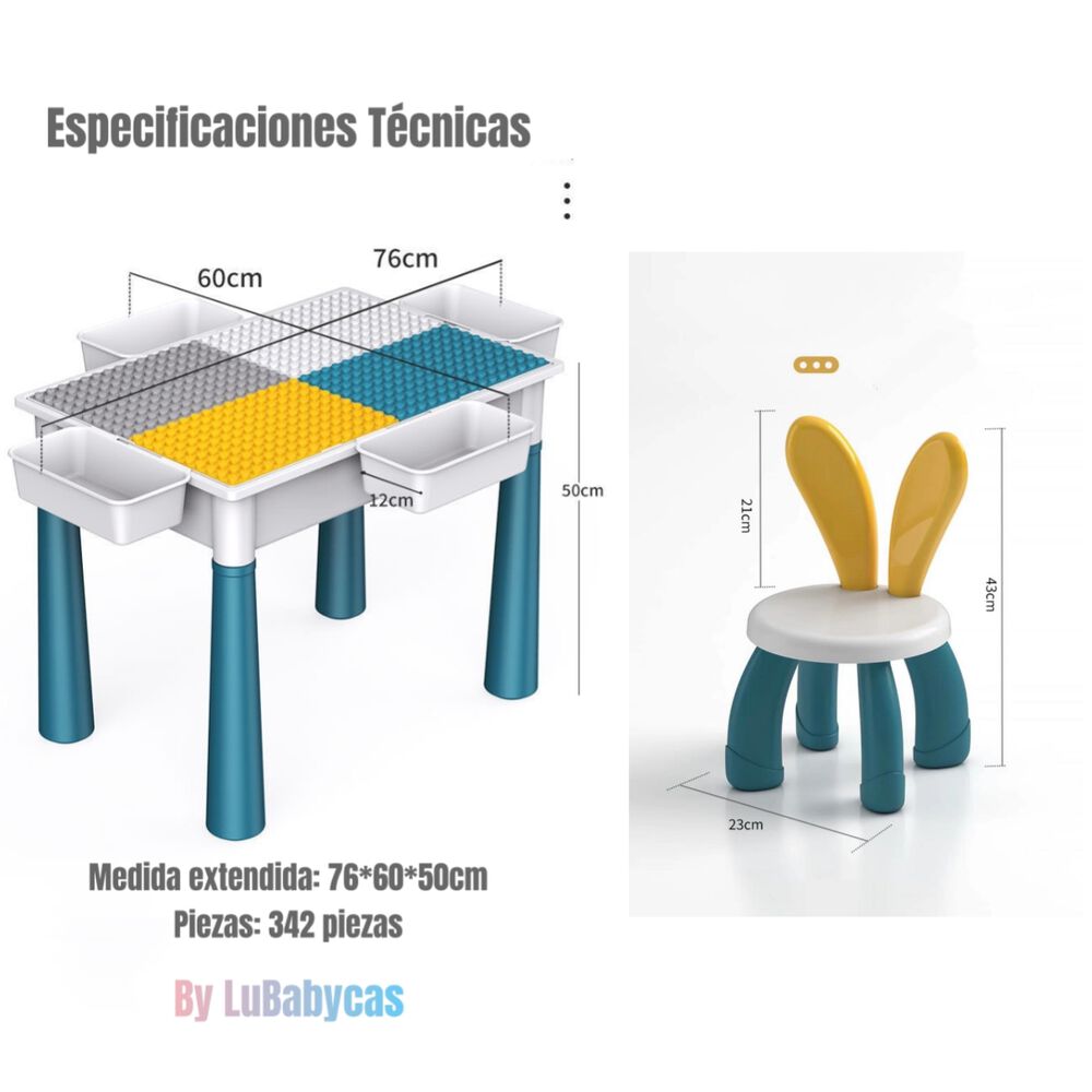 Mesa De Bloques 342 Piezas Y 2 Sillas By Lubabyacs image number 7.0