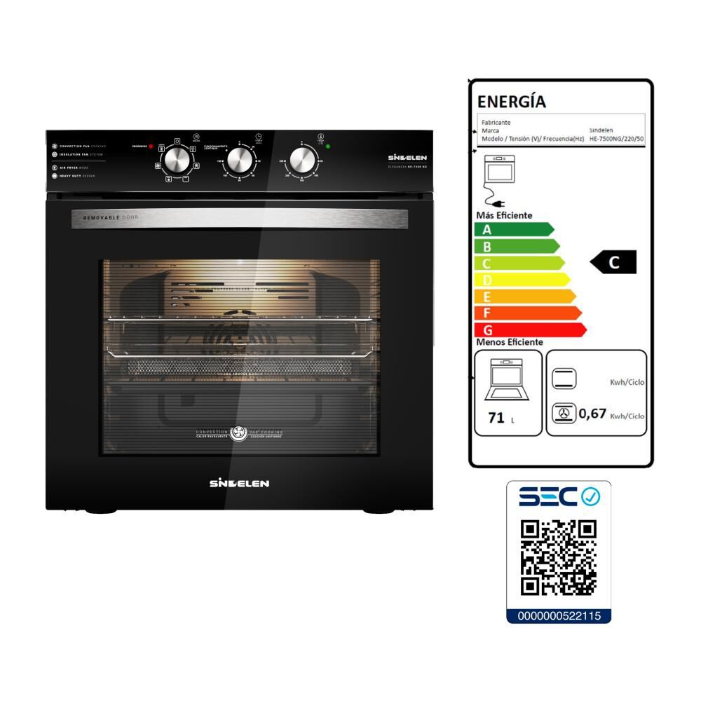 Horno Empotrado Sindelen He-7500ng / 71 Litros image number 9.0